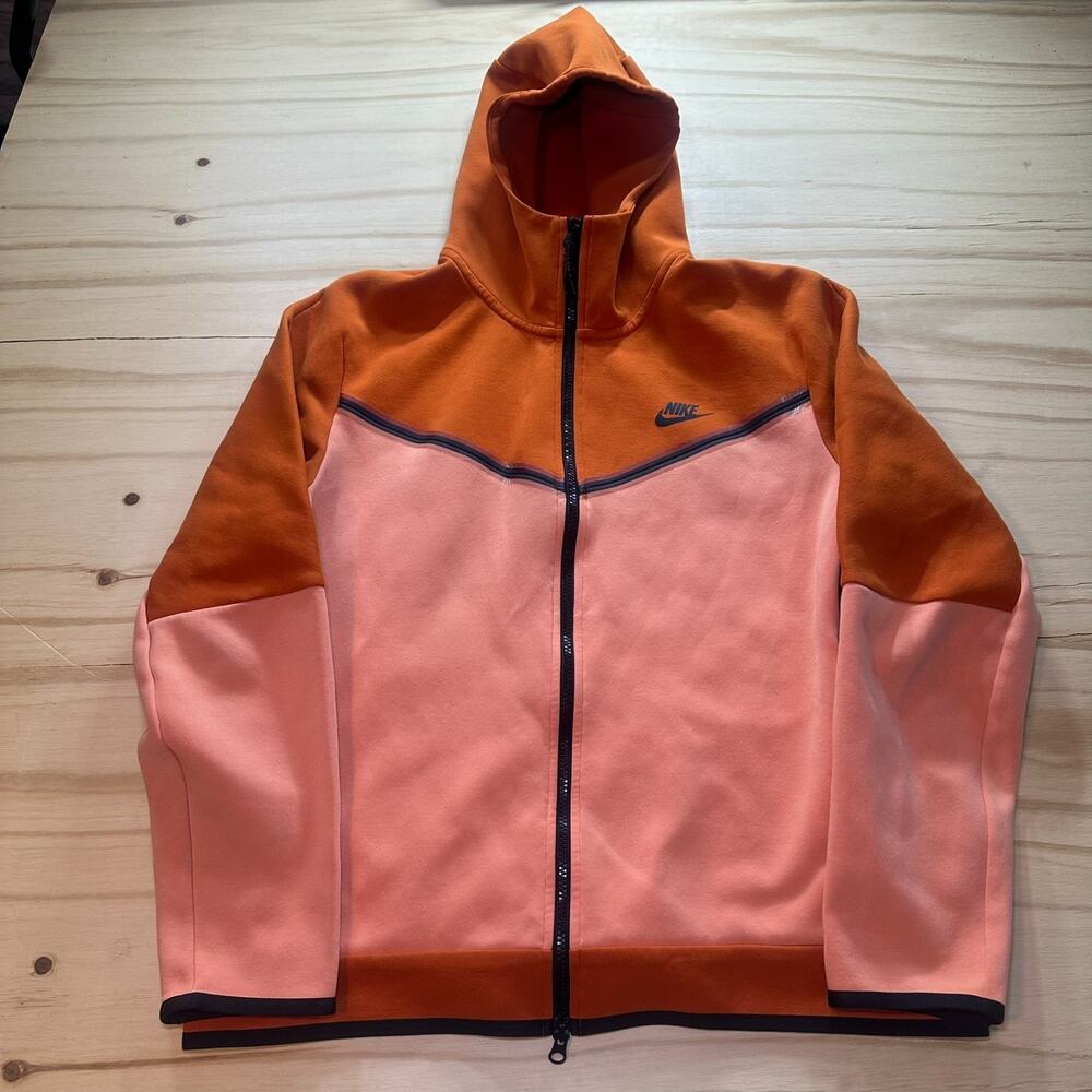 Nike Tech Fleece Windrunner Full-Zip Hoodie CU4489-893 Orange Mens Large READ